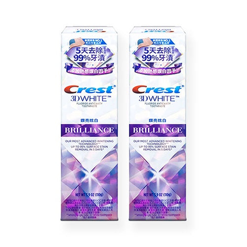 クレスト 3Dホワイト ブリリアンス ミント 110g 2本セットのパッケージ正面