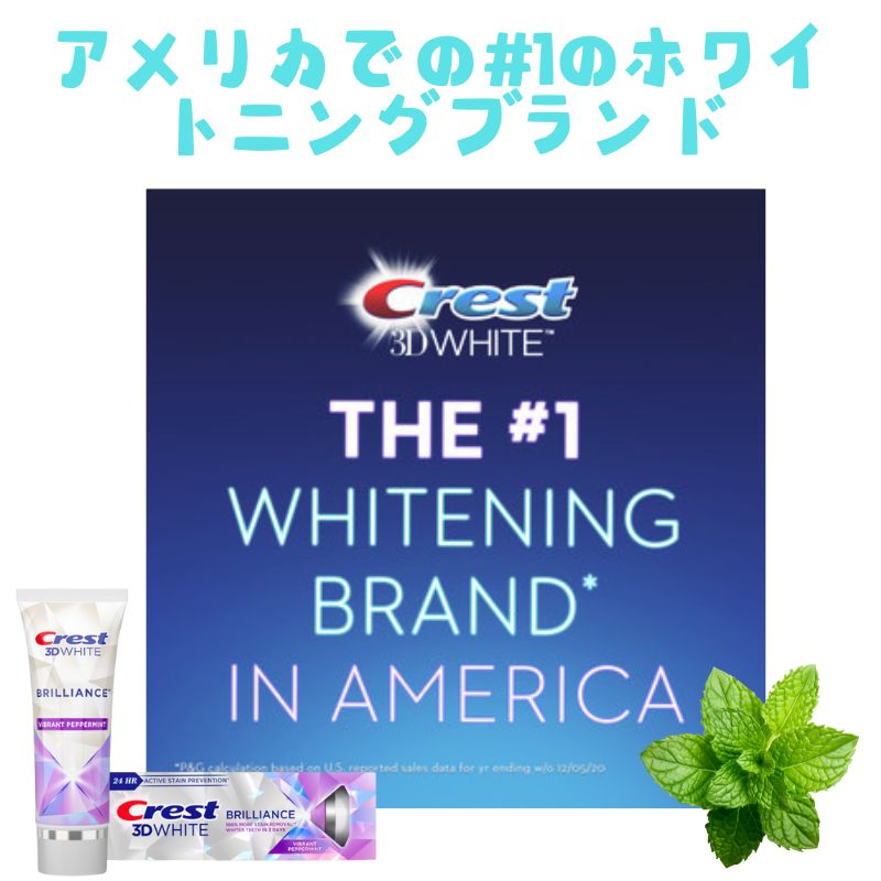Crest 3Dホワイト ブリリアンス ミント 130g の外箱とチューブ