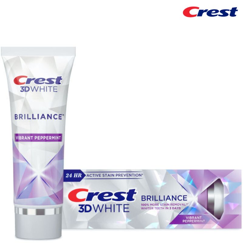 Crest 3Dホワイト ブリリアンス ミント 130g の外箱とチューブ