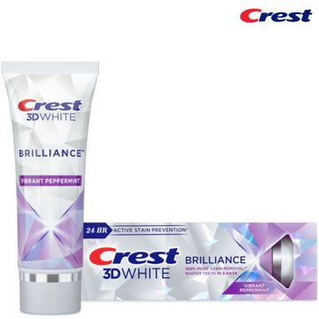 Crest 3Dホワイト ブリリアンス ミント 130g の外箱とチューブ
